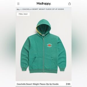 Madhappy Coachella Desert Weight Fleece Zip Up Hoodie in Green